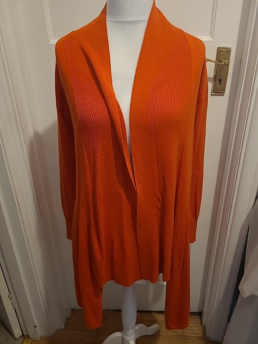 Ladies Wallis Size Small Red Collared Longline Cardigan