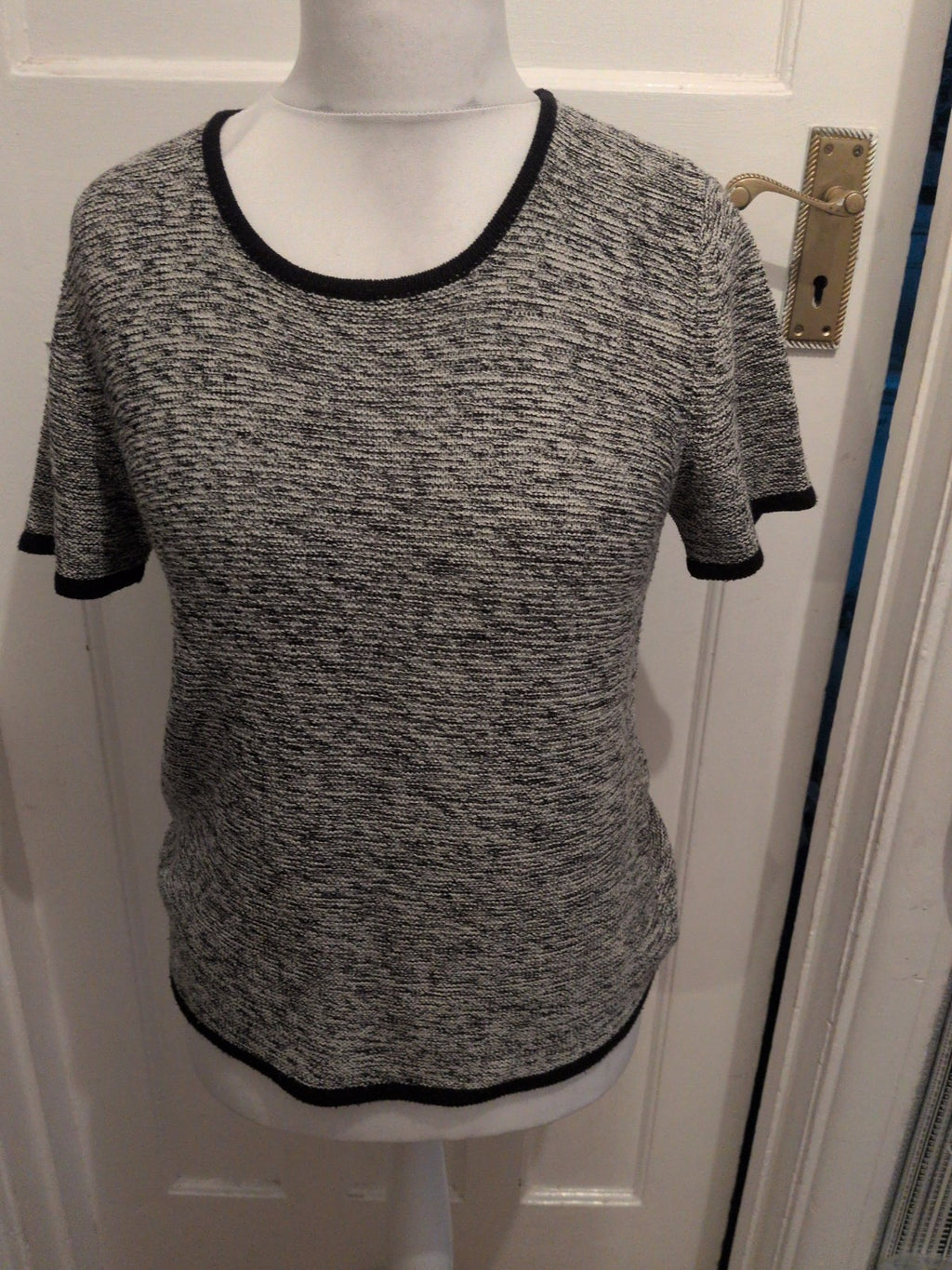 Alexon 12-14 Grey Flecked Short Sleeve Blouse/T-shirt