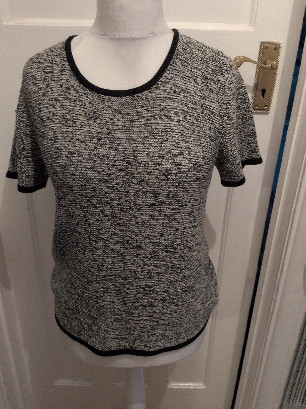 Alexon 12-14 Grey Flecked Short Sleeve Blouse/T-shirt