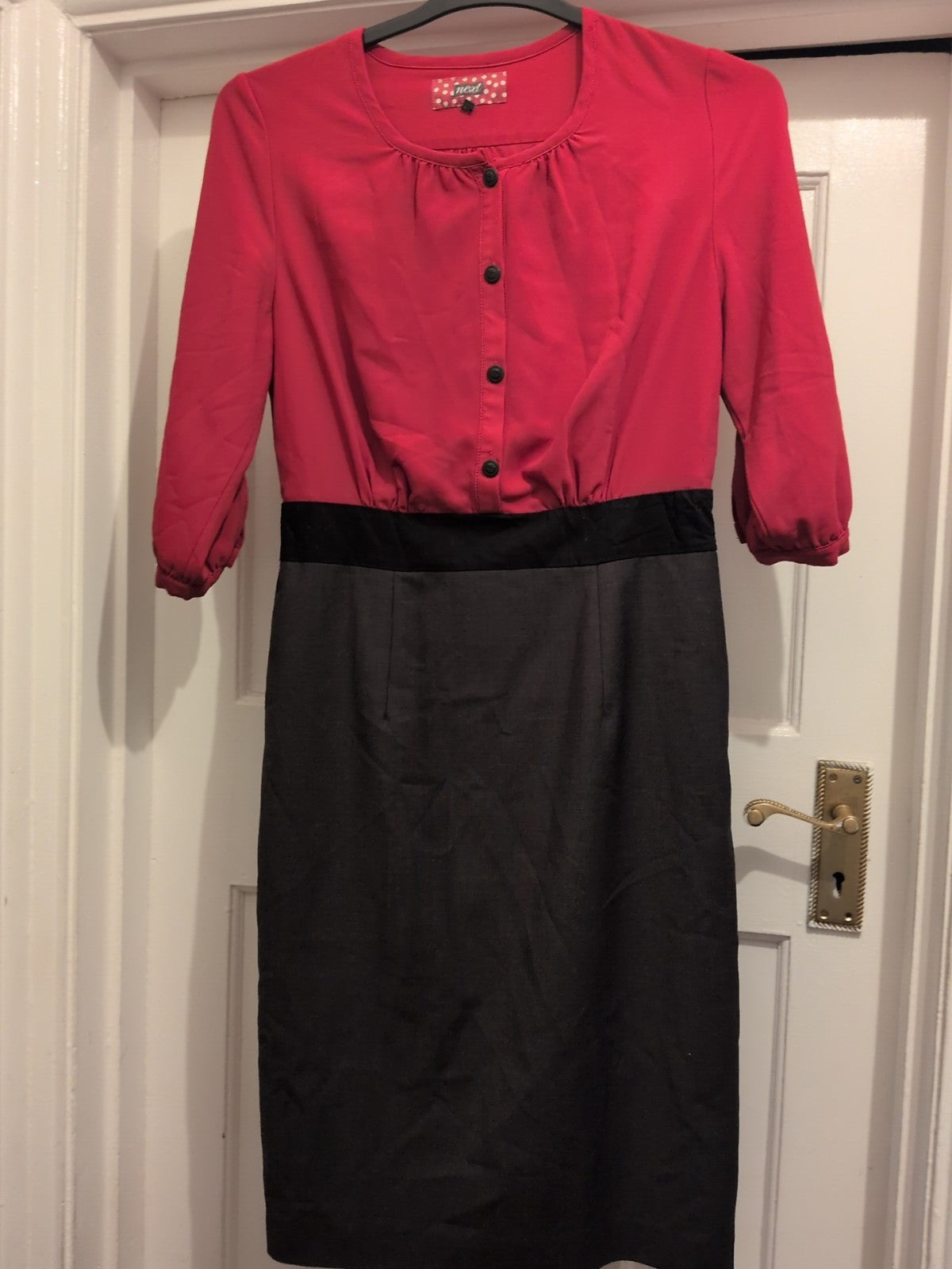 Next 10 Pink And Dark Grey Half Sleeve Dress