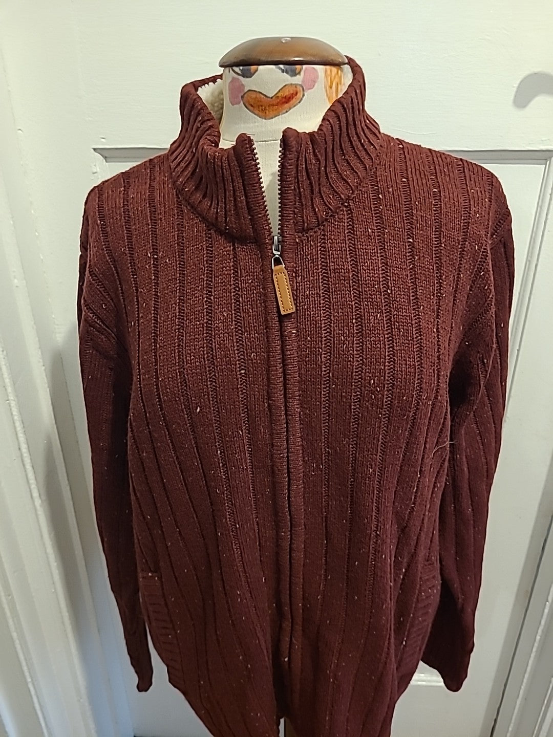 Mens Cotton Traders Purple Zip Through Jumper