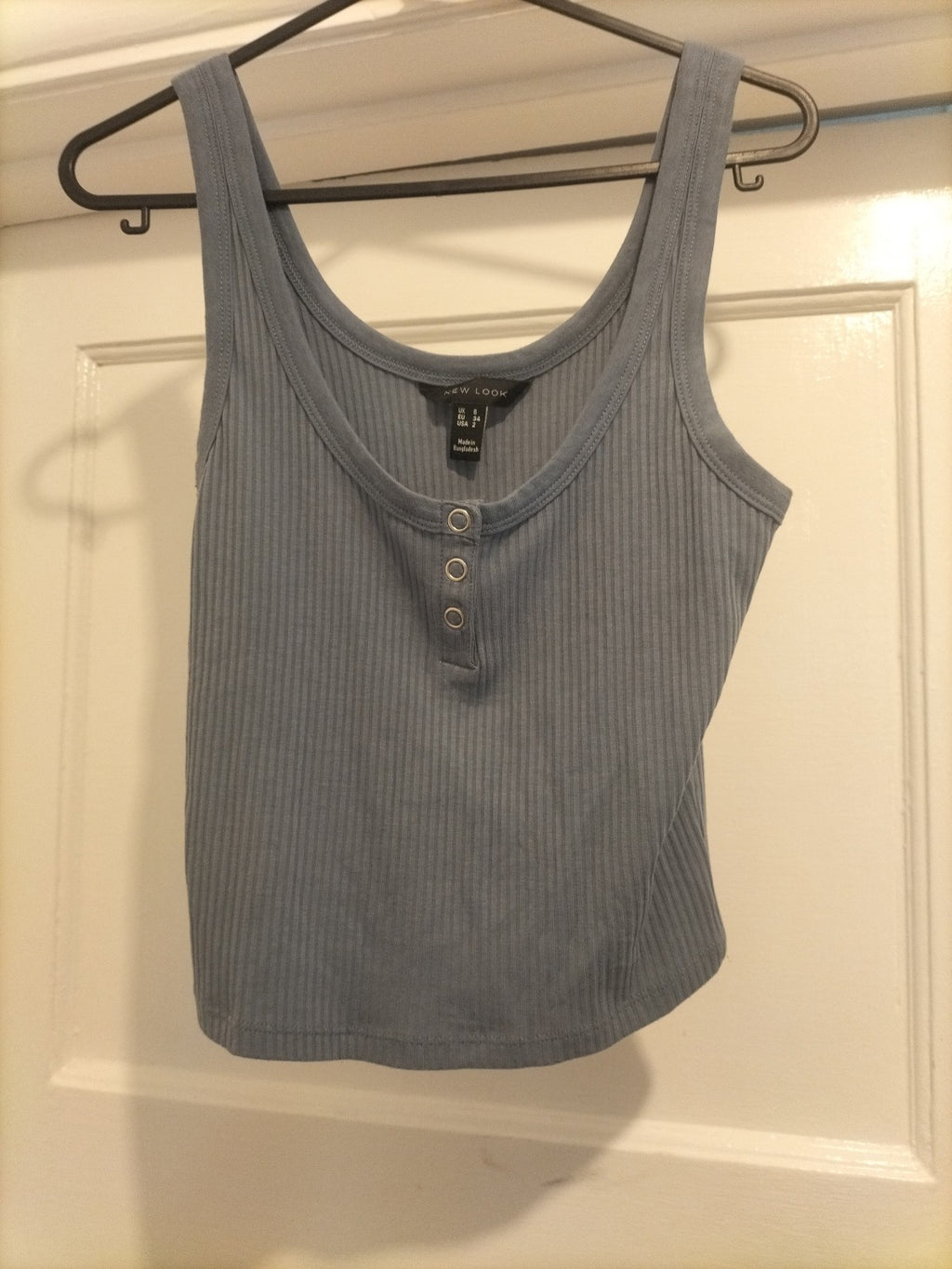 Ladies New Look Size 6 Blue Ribbed Sleeveless Tshirt