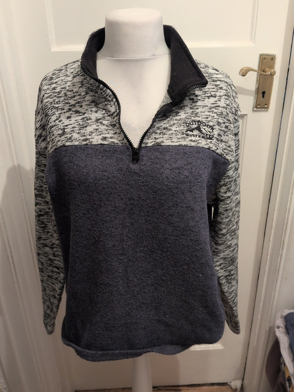 Mens Atalaformen 2XL Navy White Black Fleck Long Sleeve Junper