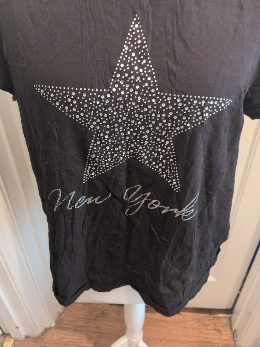 Ladies Papaya Size 20 Black Short Sleeve With Silver Star Pyjama Top