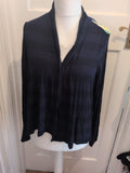 Per Una 14 Navy With Multicoloured Back Long Sleeve Blouse Open