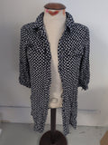 Dorothy Perkins 12 Navy And White Spot Buttoned Collared Blouse Long Sleeve