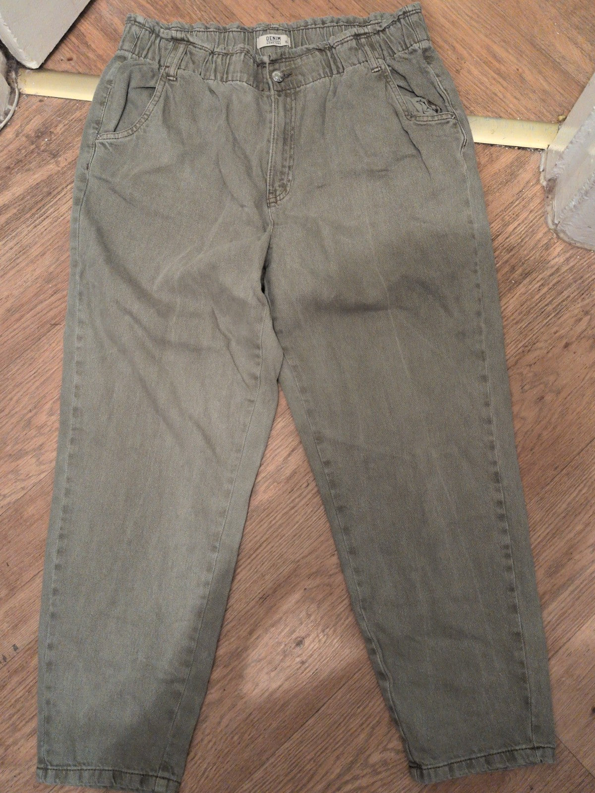 Ladies Denim Size 16 Sage Green Elasticated Jeans