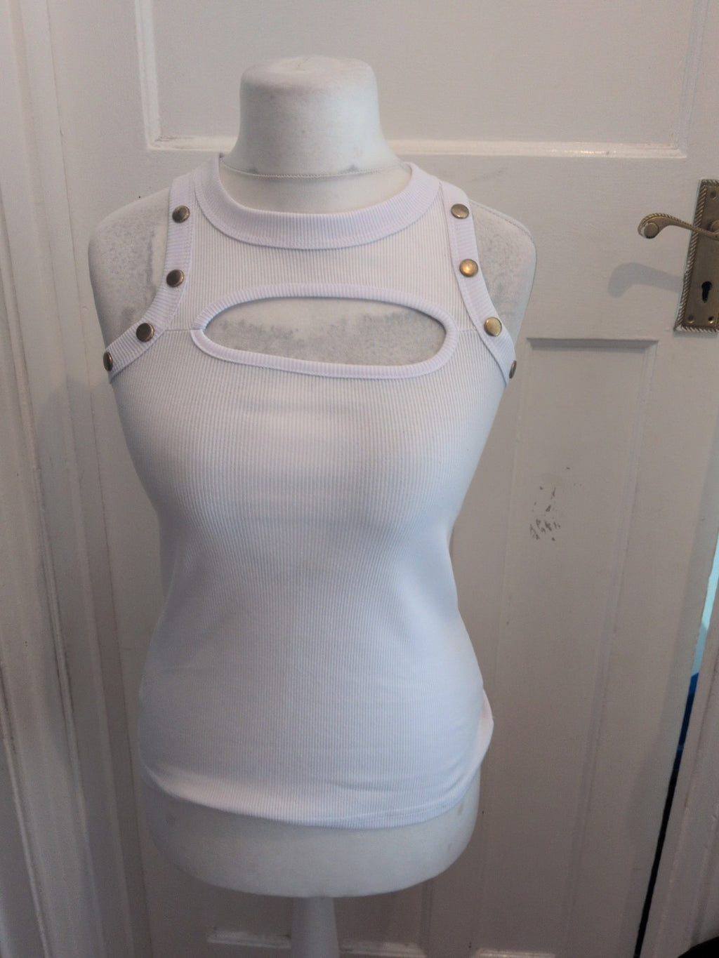 Large White Short Sleeve Open Bust T-shirt