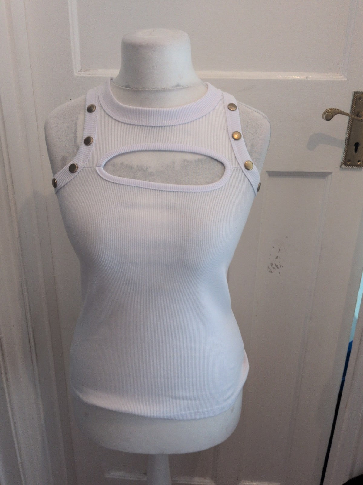 Large White Short Sleeve Open Bust T-shirt