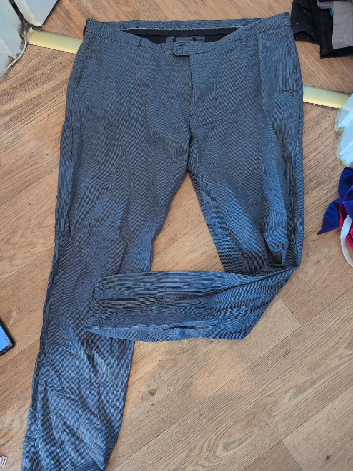 Inditex 38" Blue Stripe Trousers