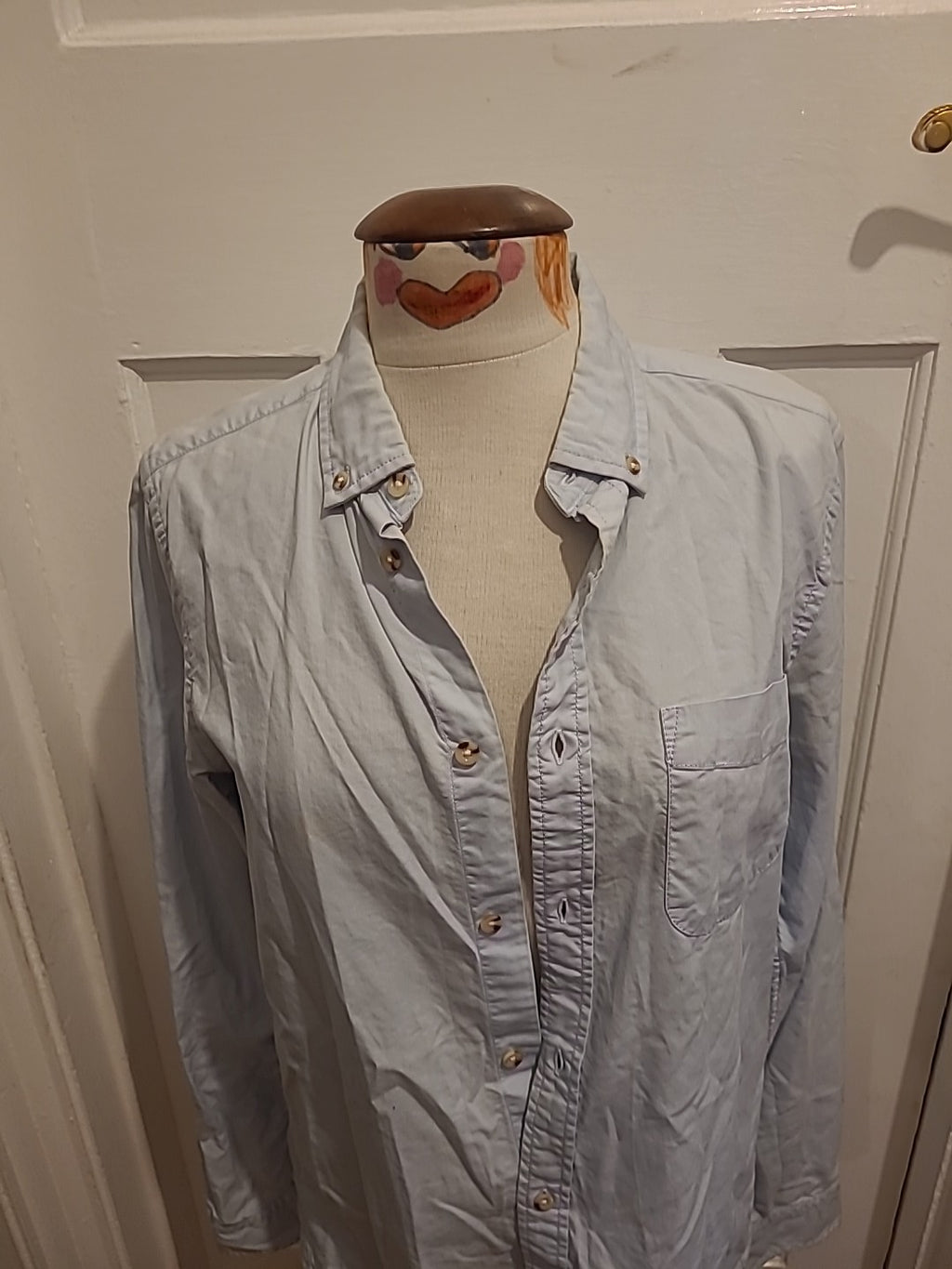 Mens Boohoo Size Medium Pale Blue Long Sleeve Shirt