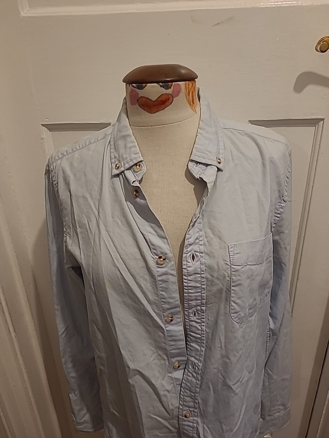 Mens Boohoo Size Medium Pale Blue Long Sleeve Shirt