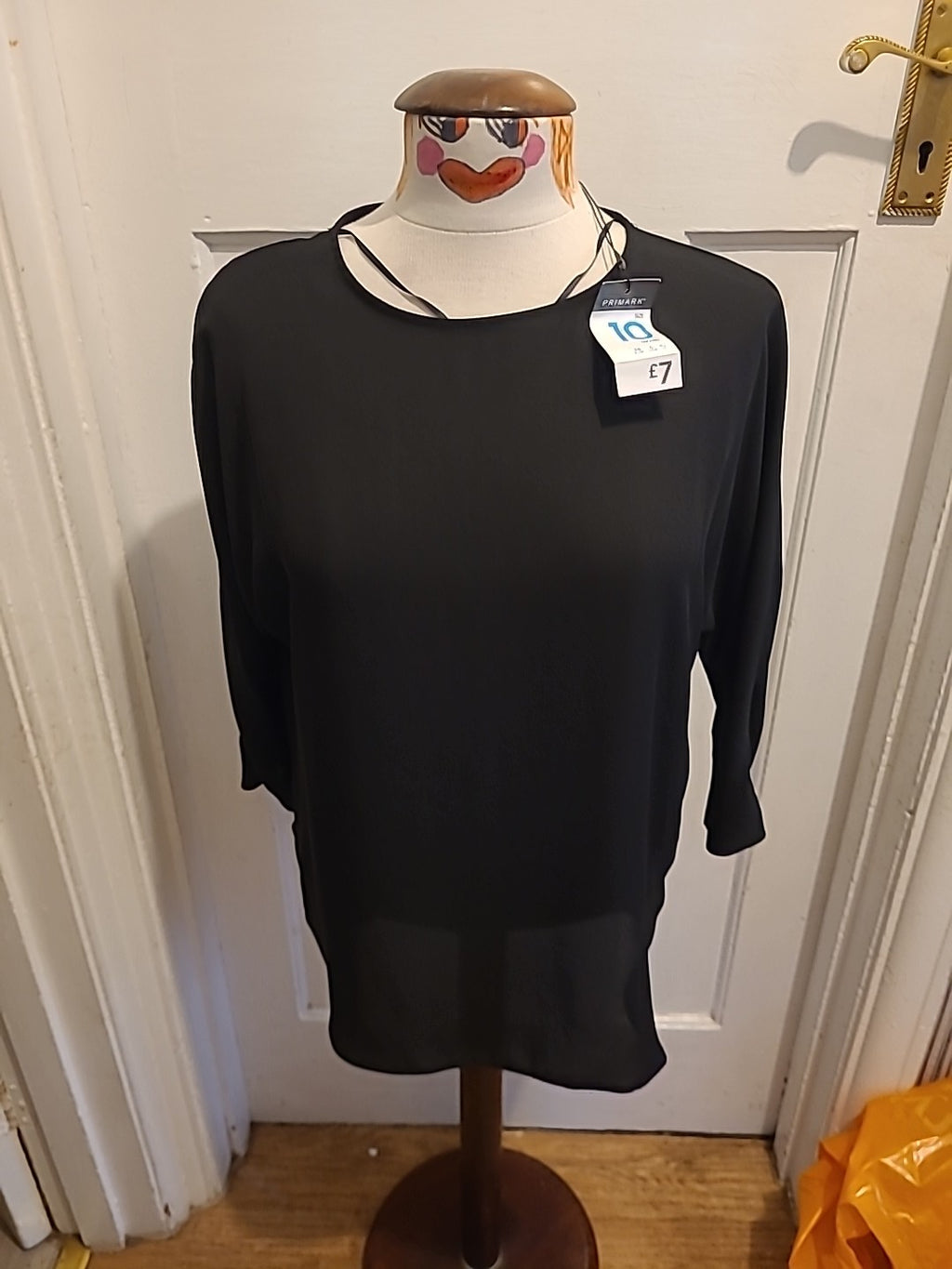 Brand New Ladies Primark Size 10 Black Long Sleeved Blouse
