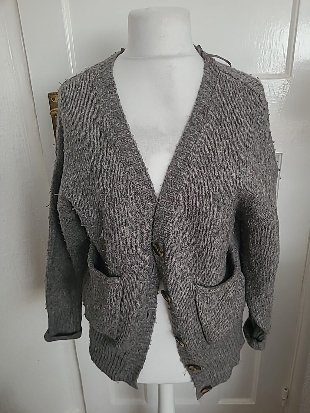 Ladies Zara Knit Size Small Grey Cardigan With Wool