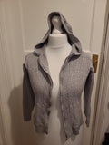 Ladies Marks And Spencer Size Small Grey Hooded Long Sleeved Zipped Jacket