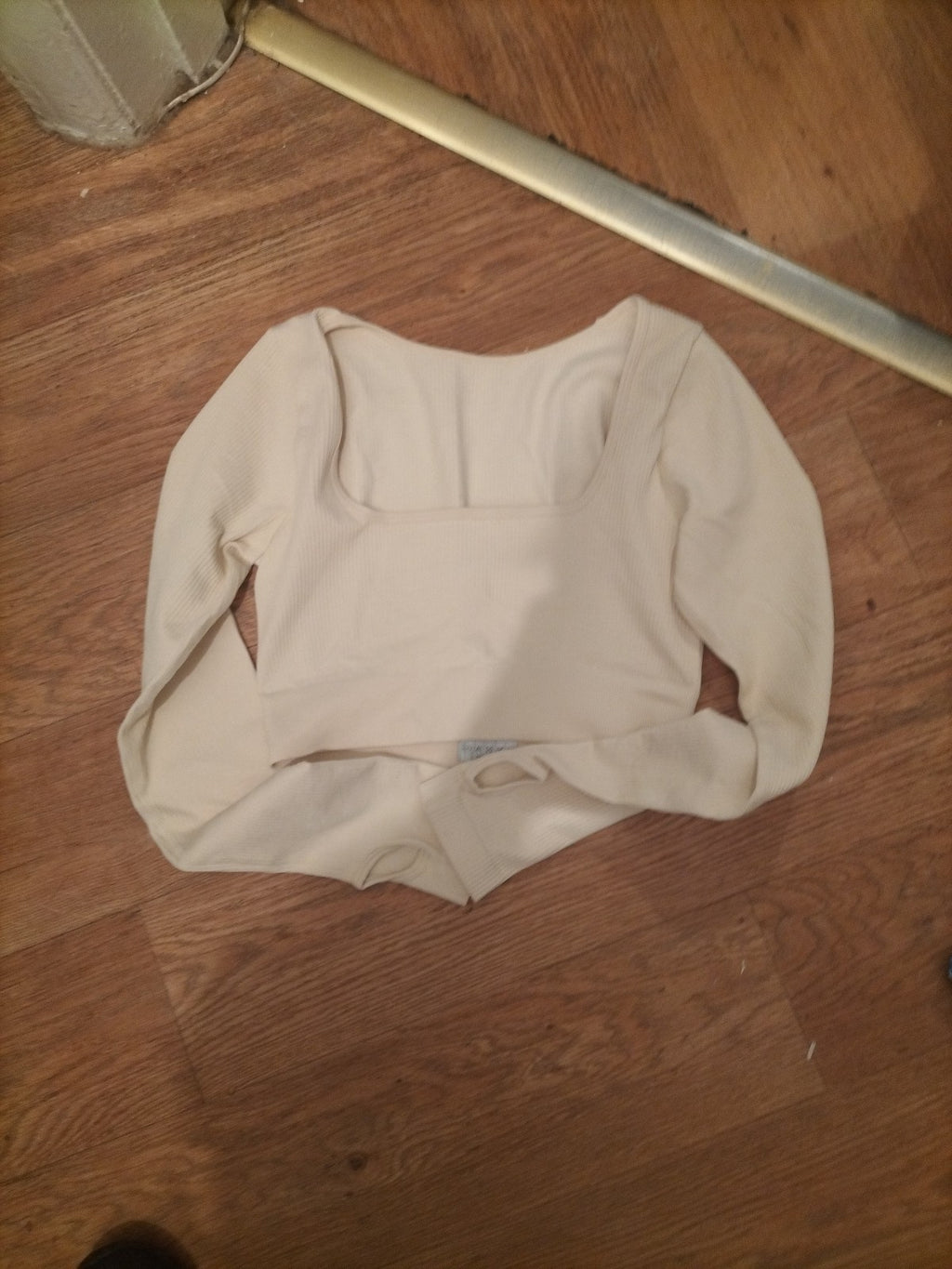 Ladies Size M Pale Beige Ribbed Nylon Top