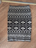 Atmosphere Primark 14 Cream And Black Aztec Midi Skirt
