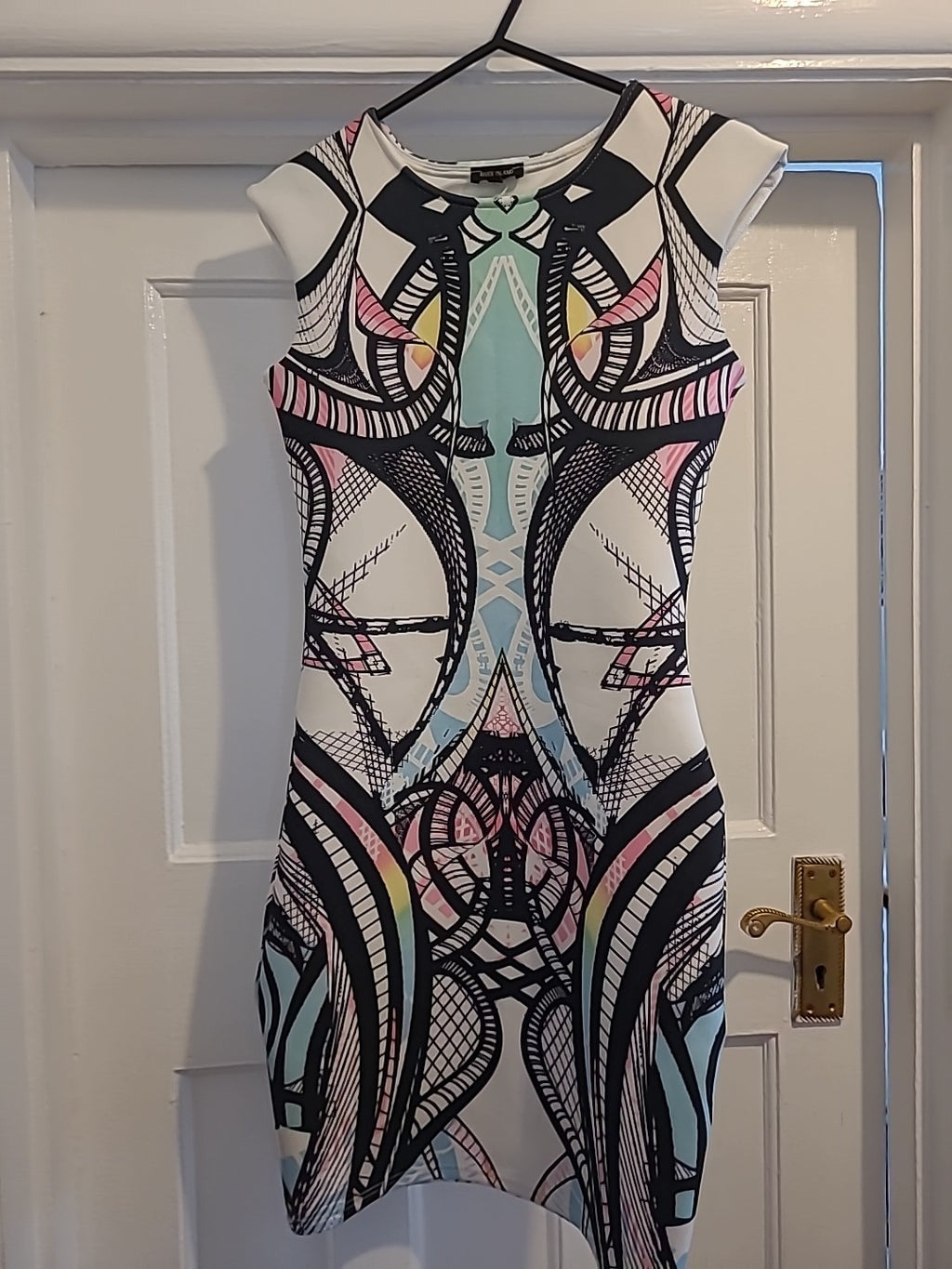 Ladies River Island Size 8 Multi Coloured Slight Padded Sleeveless Dress