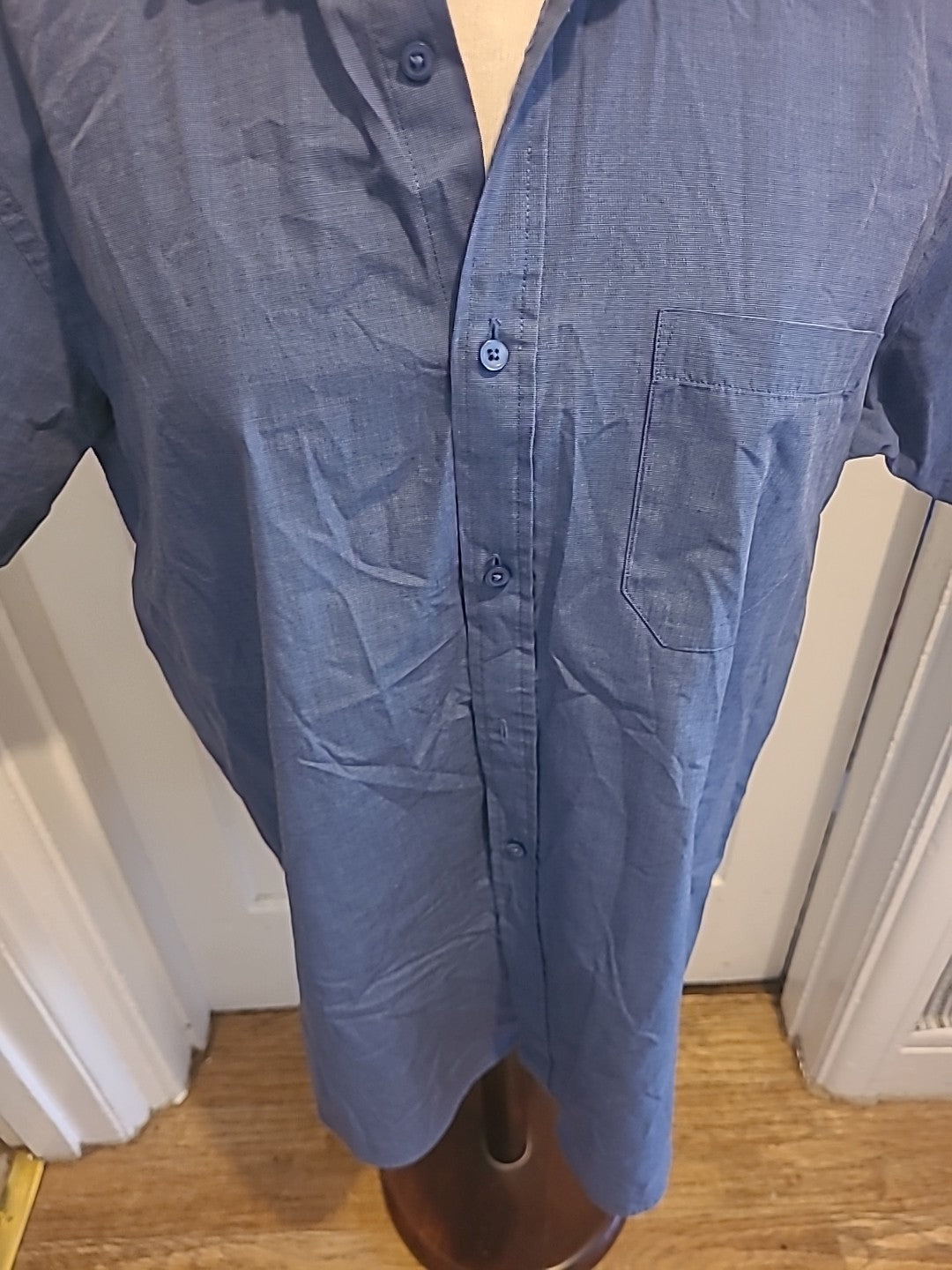 Mens Thomas Nash Size 16" Petrol Blue Easy Care Short Sleeved Shirt