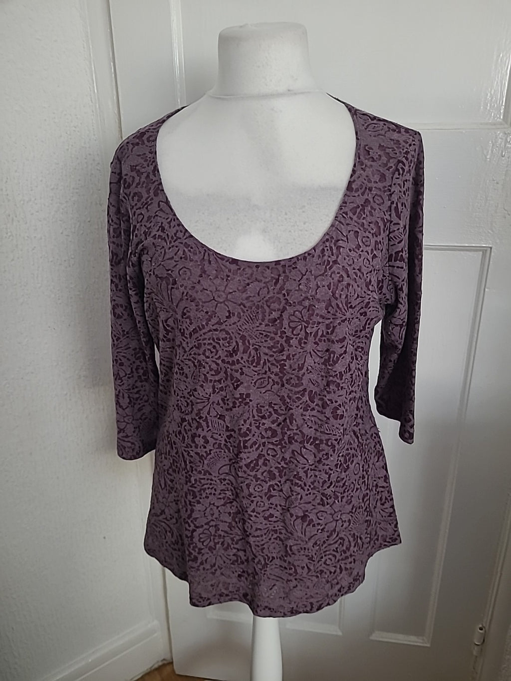 Ladies George Size 22 Two Tone Purple Half Sleeved Blouse
