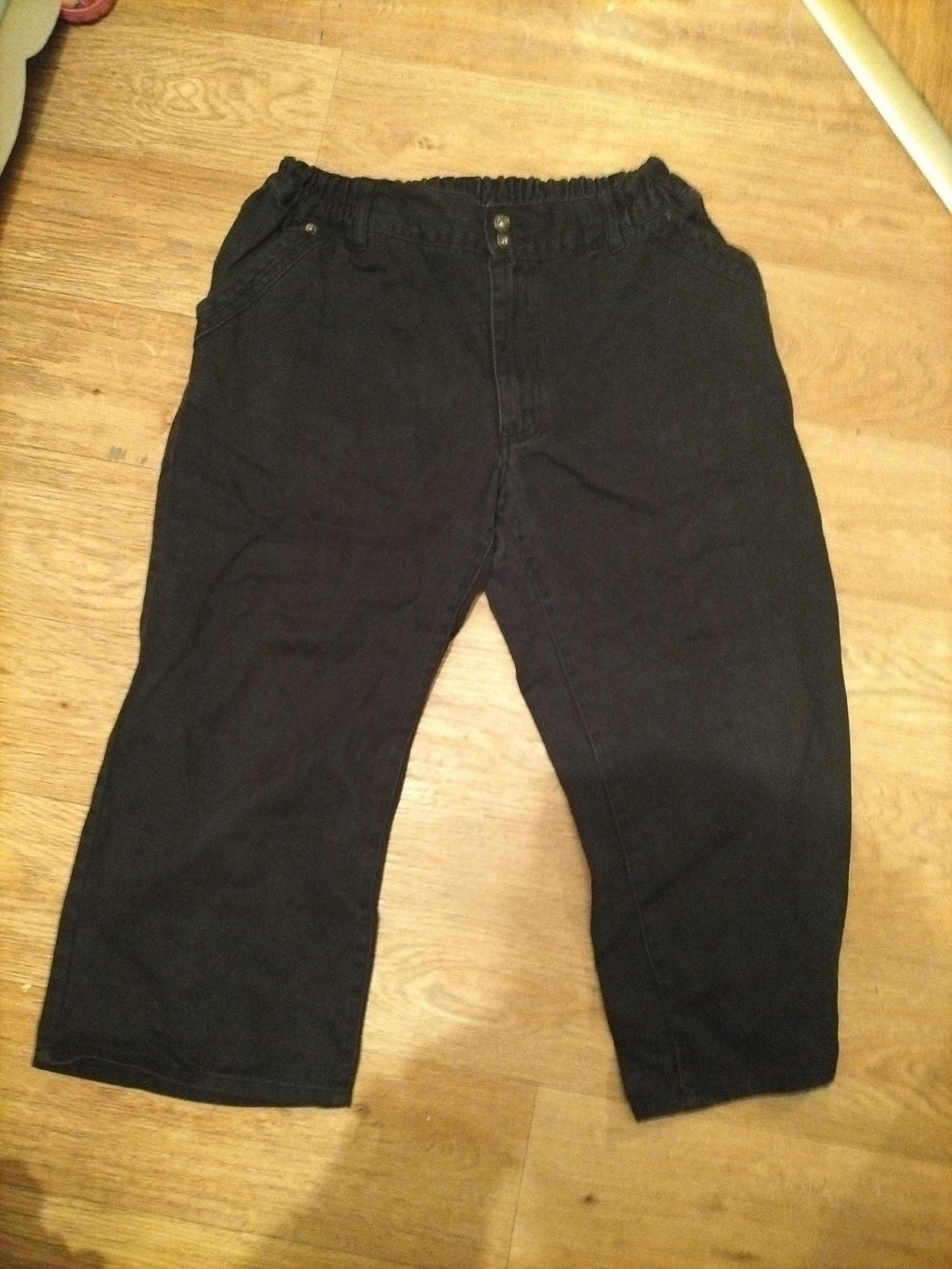 Mens Size Medium Black Elasticated Cropped Jeans