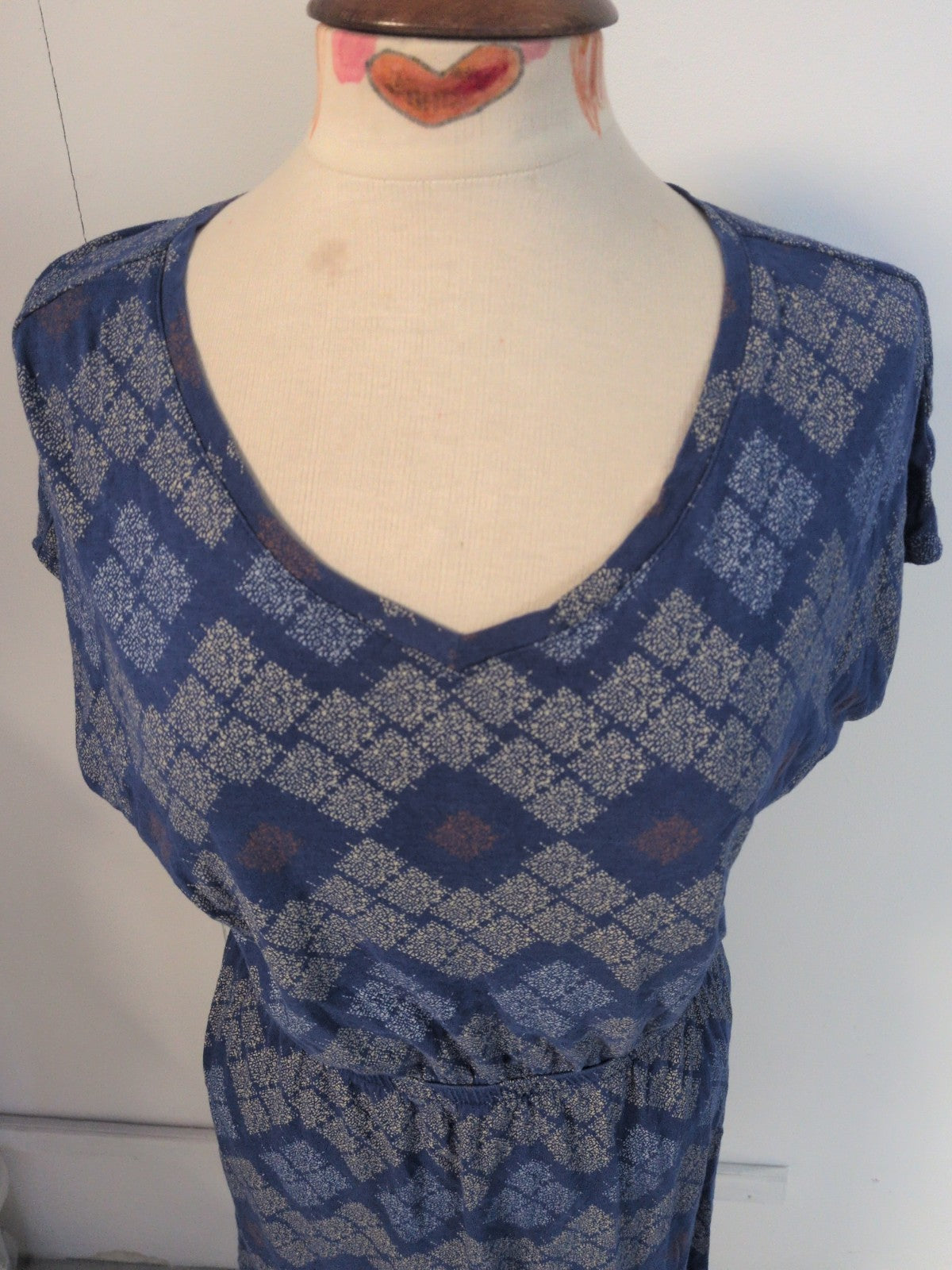 Esmara 14-16 Blue Patterned Short Sleeve Dress