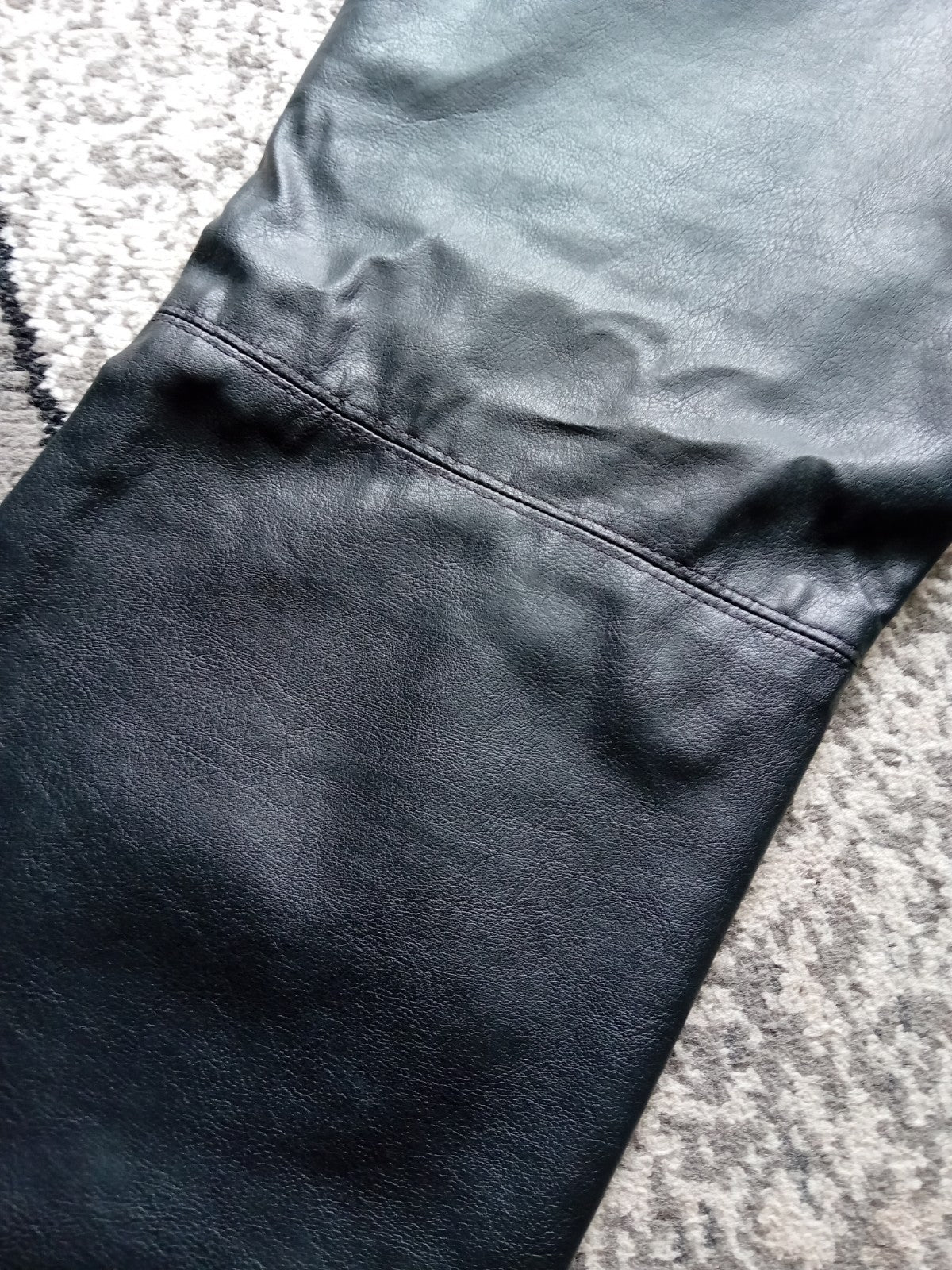 Ladies Black Leather Effect Wide Leg Trousers Size 14 Short M&S Free Delivery