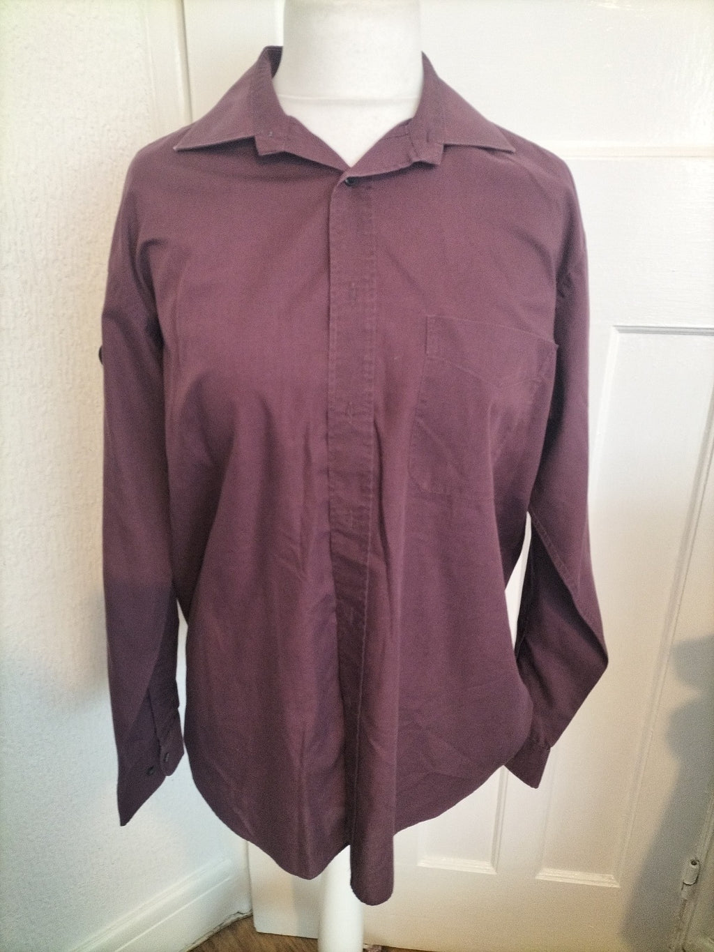 Mens BHS Size 16 Beetroot Long Sleeved Shirt