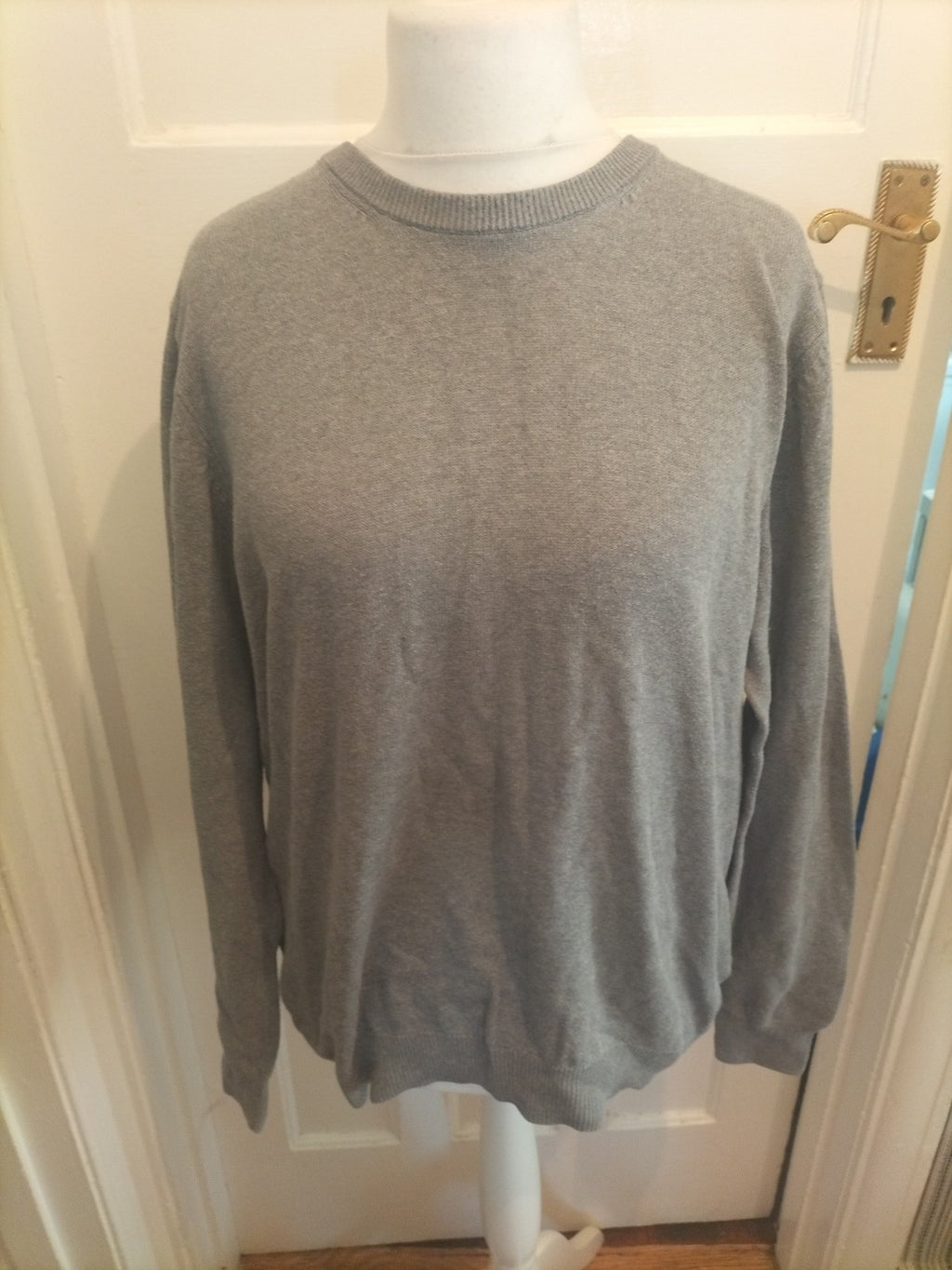Mens M&S Size L Grey round Neck Long Sleeve Jumper Pullover