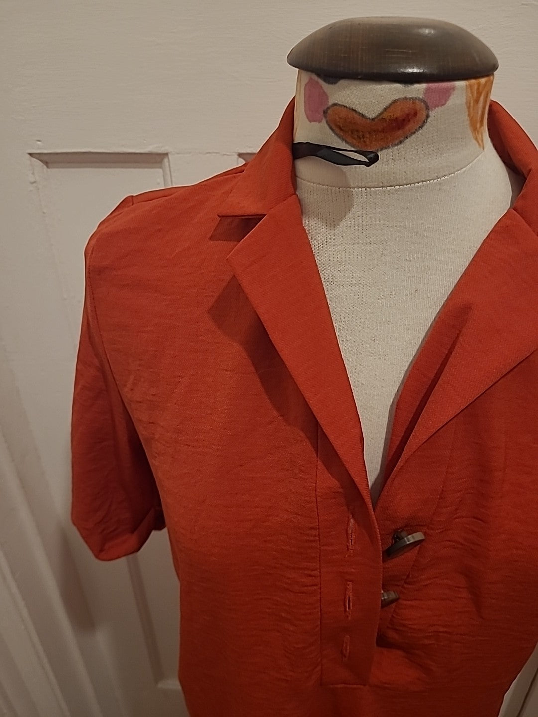 Ladies Primark Size 8 Burnt Orange Short Sleeved Midi Dress