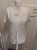 Ladies Marks And Spencer Size 10whote V-neck Short Sleeve Blouse