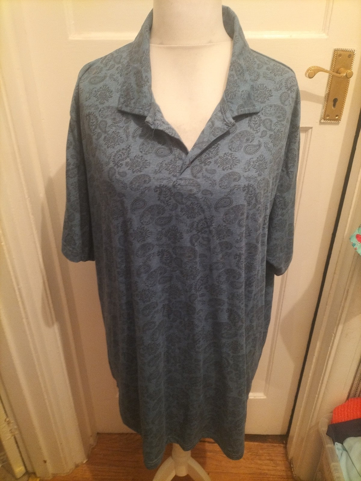 Bigdude 3XL Navy With Black Print Short Sleeve Polo