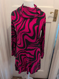 Dorothy Perkins 12 Hot Pink And Black Long Sleeve Dress