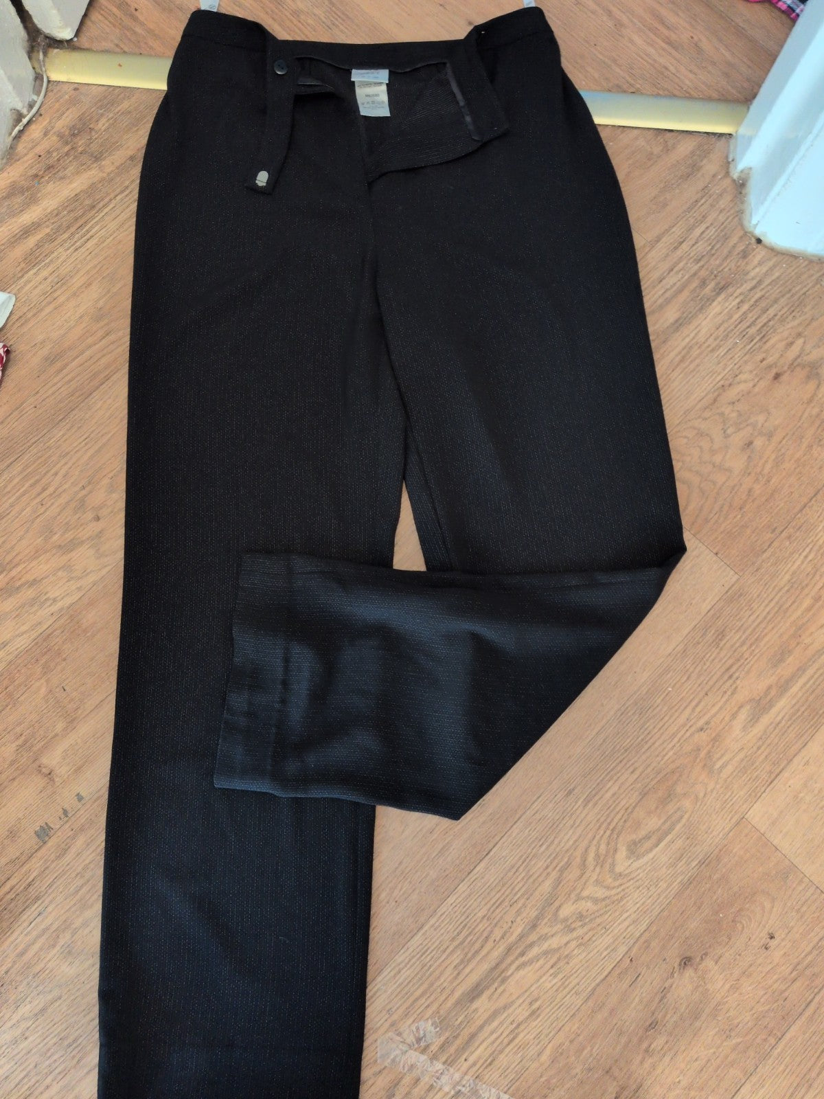 Next 12 Long Leg Black With White Patterning Trousers