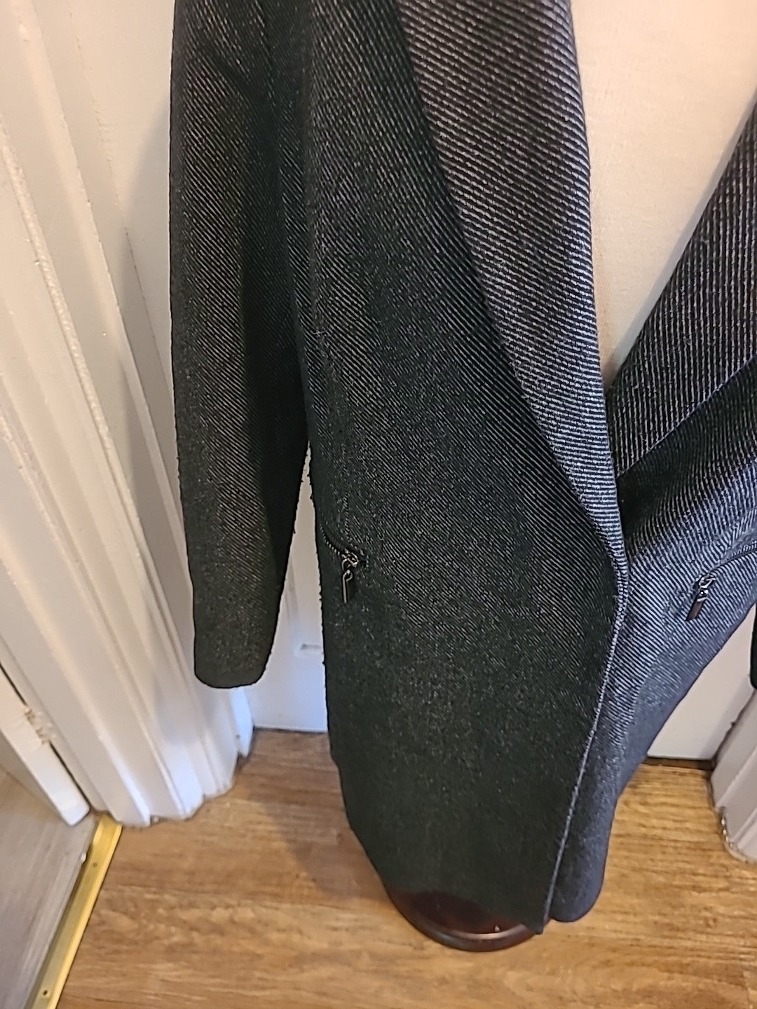 Ladies Marks And Spencer Size 12 Grey Navy Lined Long Sleeved Jacket