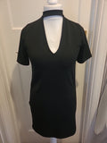 Ladies Edge Size 8 Black V Neck Short Sleeved Dress