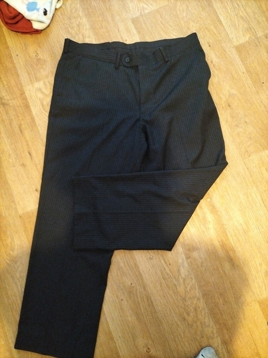 Mens 38S Black Pinstripe Trousers