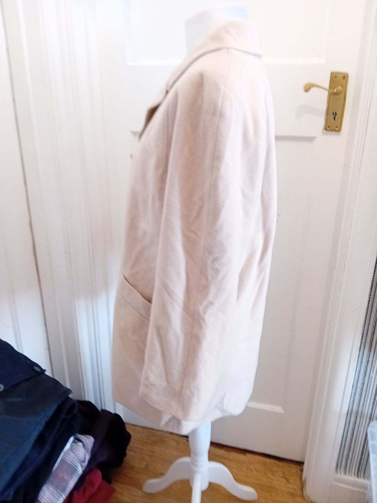 12 Pale Beige Wool&Cashmere Blend Lined Jacket