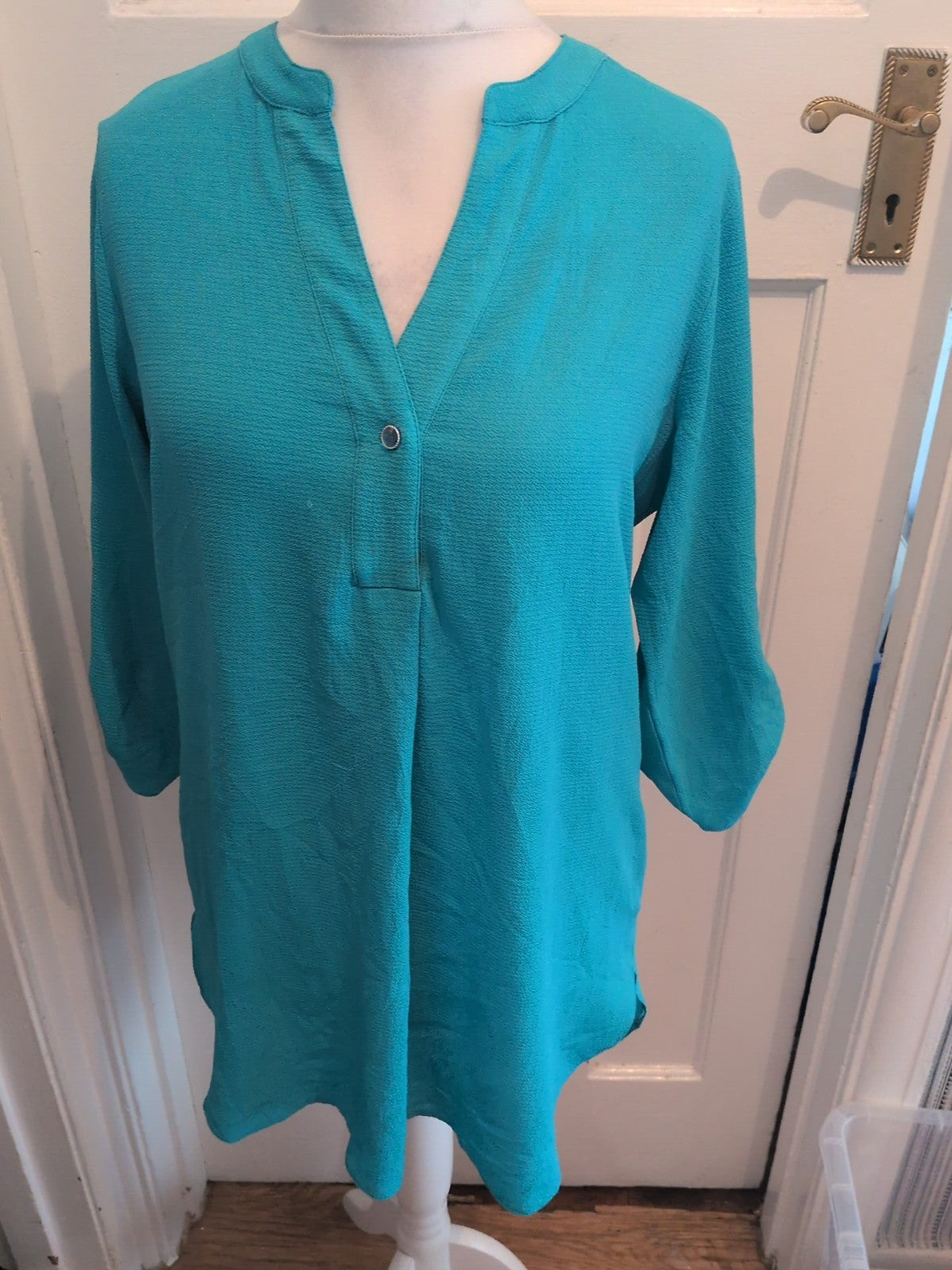 Roman 14 Aqua Turquoise 3/4 Sleeve Oversize Blouse