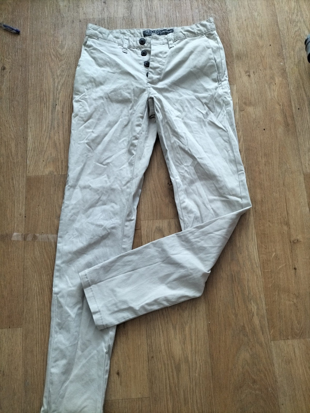 Mens Primark Size 28/32 Stone Stretch Slim Chino