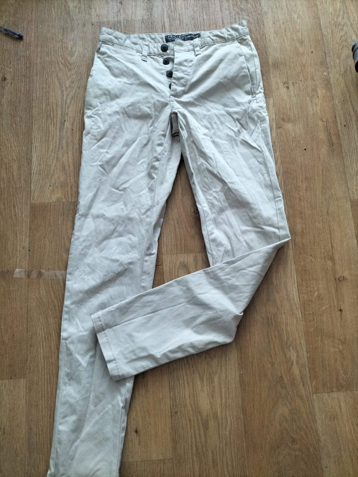 Mens Primark Size 28/32 Stone Stretch Slim Chino