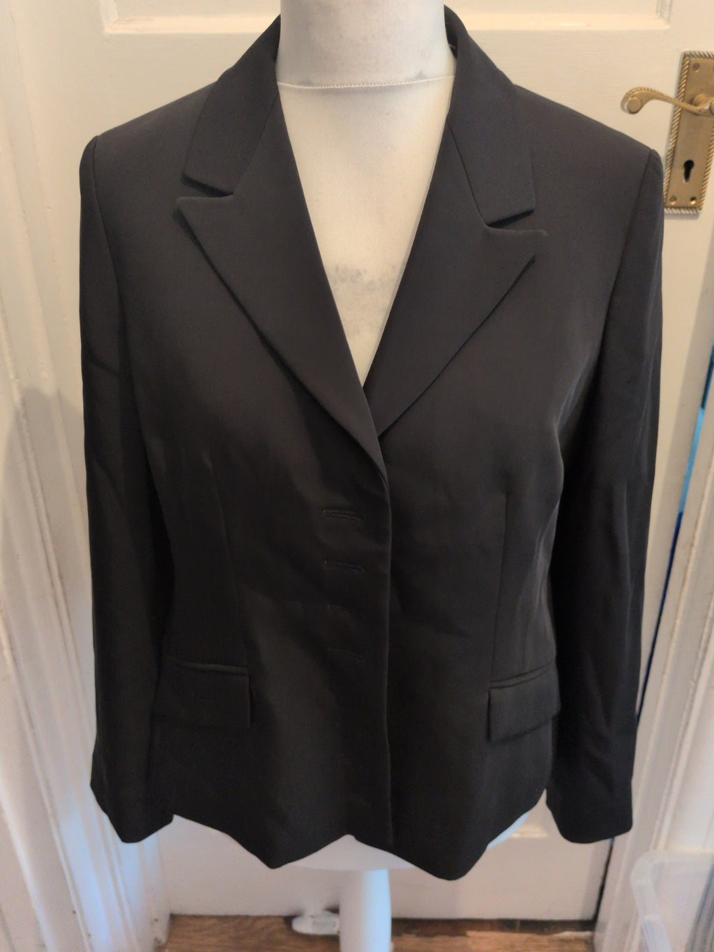 Ladies Marks And Spencer 18 Black With Floral Lining Padded Blazer