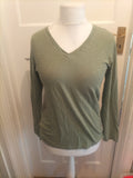 Ladies Marks And Spencers Size 8 Light Sage Long Sleeved Blouse