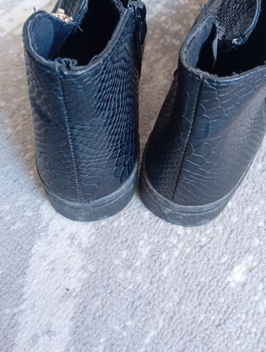Ladies Black Ankle Boots Flat Zip Fastening Size 39 Mayline Free Delivery