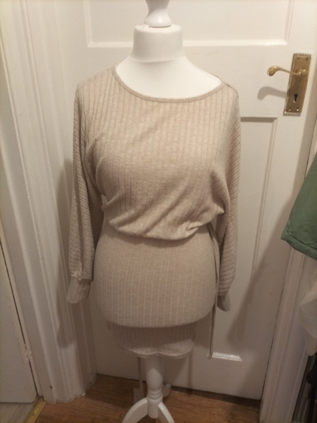 Ladies Shein Size Small Pale Beige Long Sleeved Jumper Style Dress