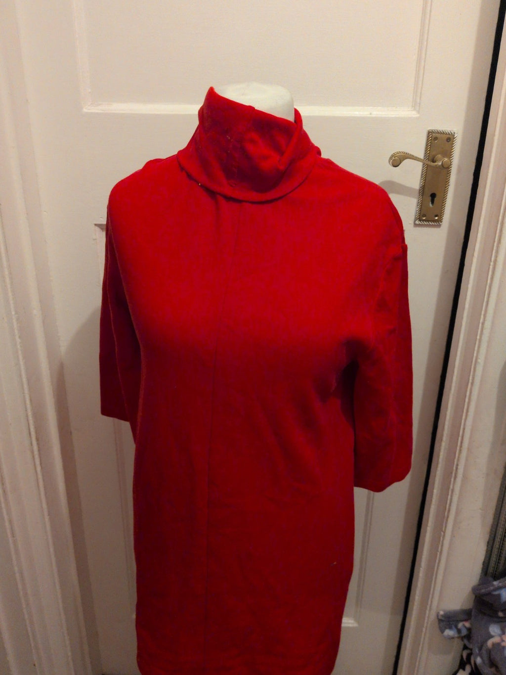 Zara Small Red High Neck Half Sleeve Jumper Dress