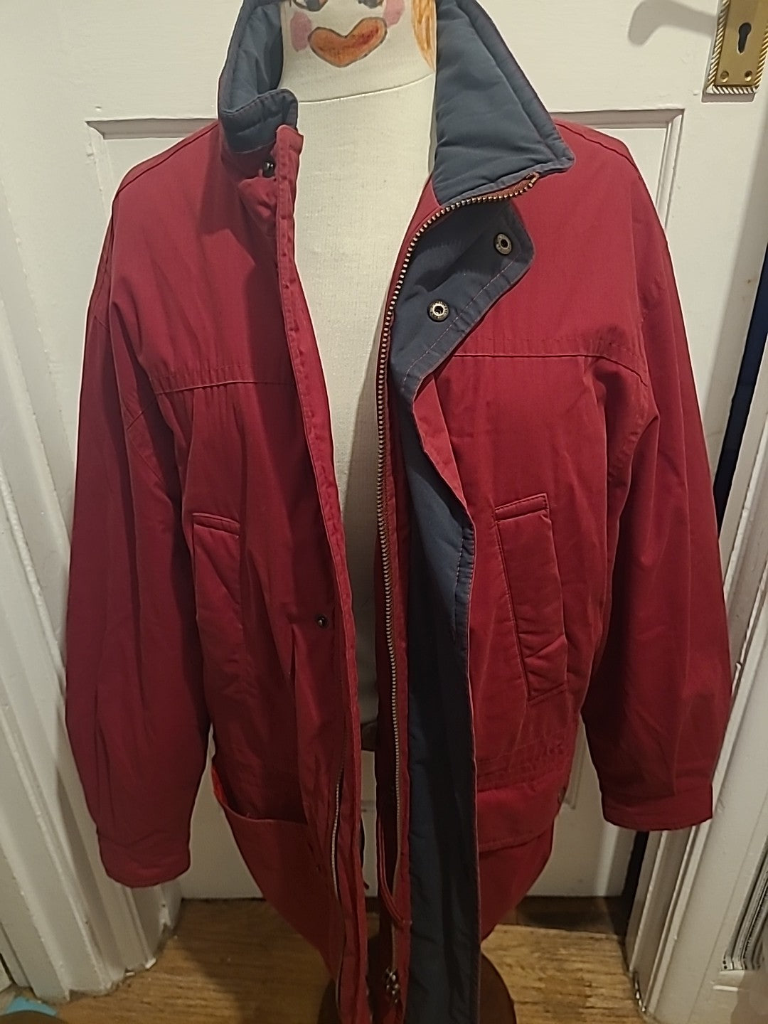 Mens St Michael Size Medium Red Parka Coat