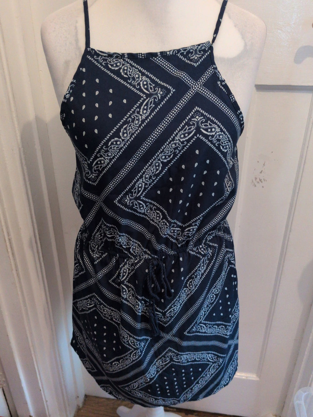 Primark 14 Navy And White Aztec Sleeveless Dress/Top
