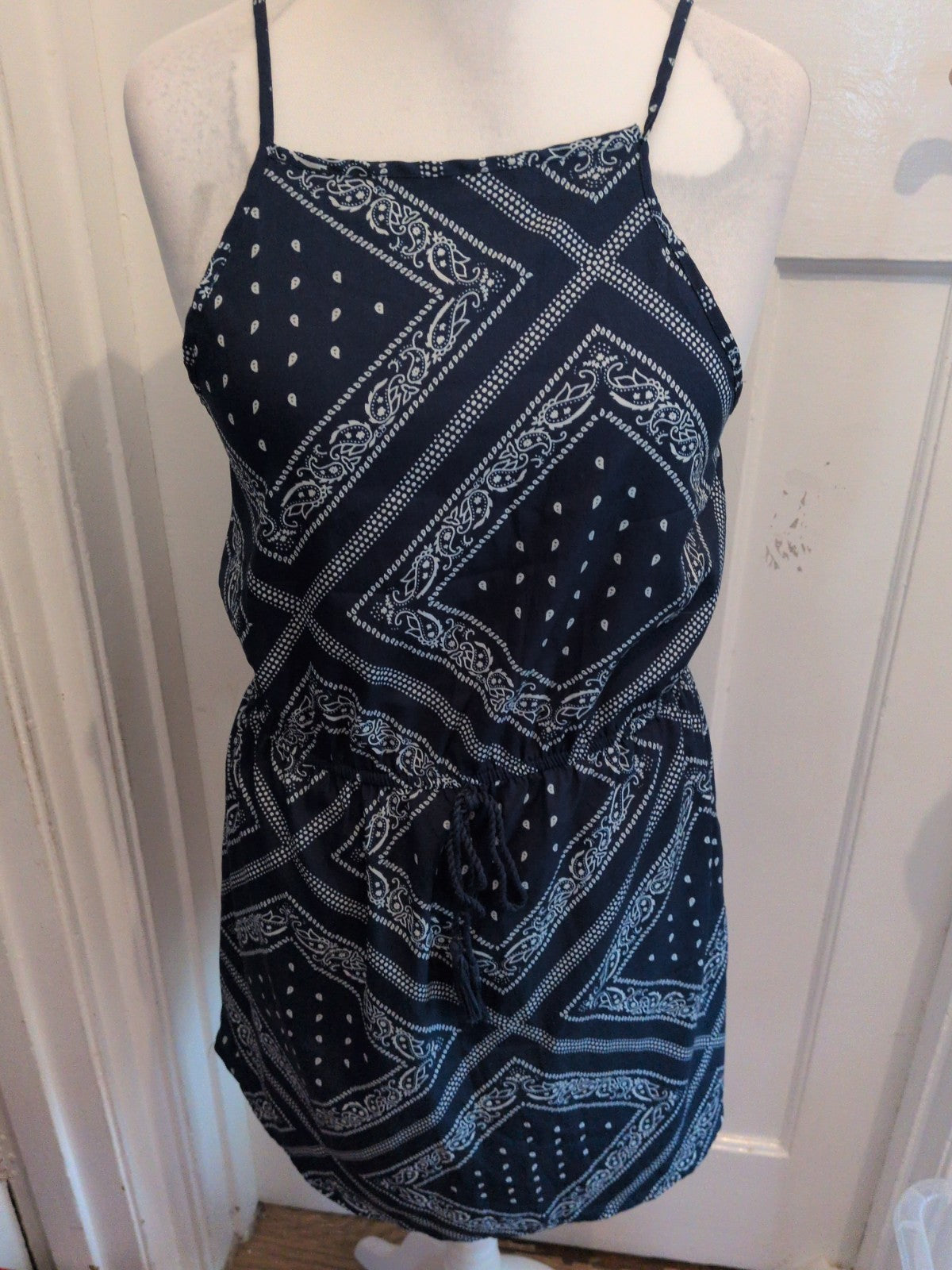 Primark 14 Navy And White Aztec Sleeveless Dress/Top