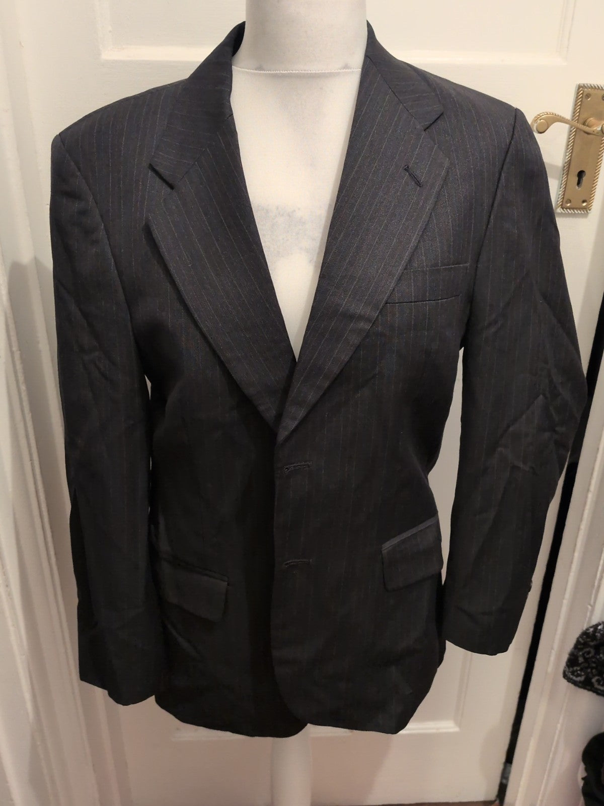 38 Short Marks And Spencer Black Pinstripe Suit Jacket
